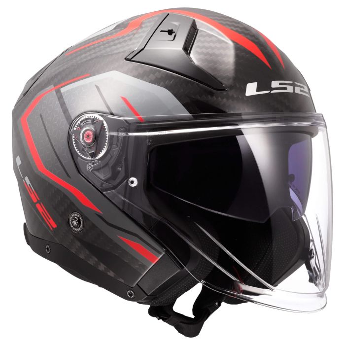 Casco Jet LS2 INFINITY II Carbon OF603 URUS - Nero / Rosso
