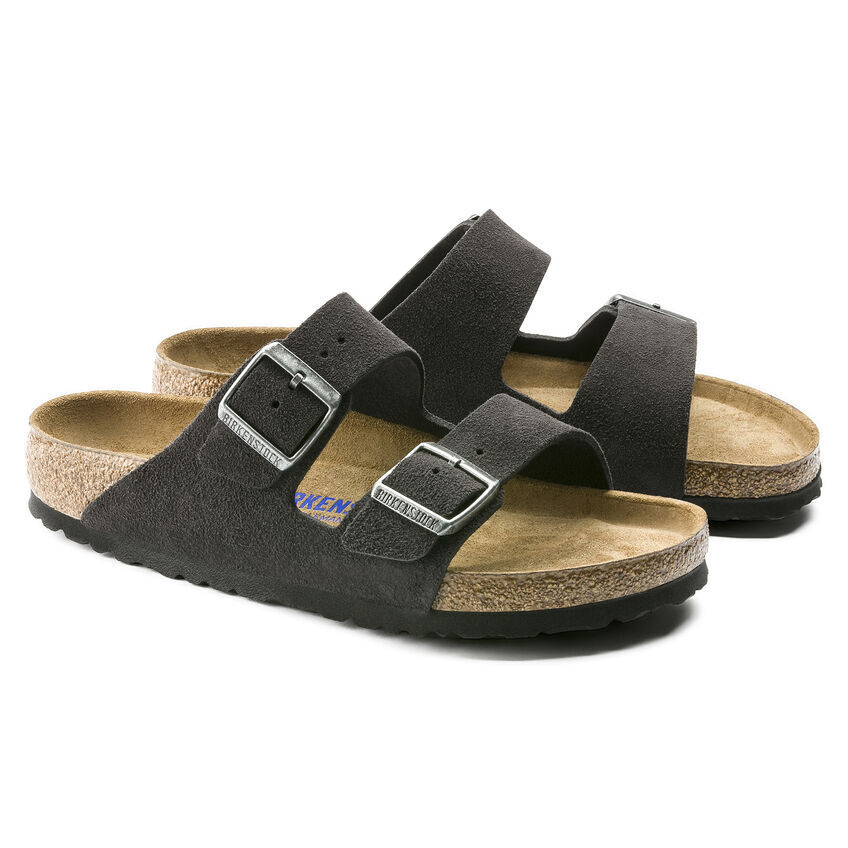 Birkenstock Arizona Velvet Gray plantare morbido