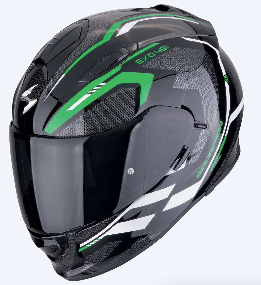 Casco Integrale Scorpion-exo 491 Kripta Nero - verde - bianco