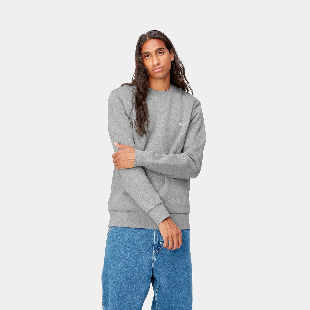 Carhartt felpa girocollo da uomo 1031242 00D grey heather-white